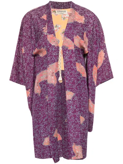 Pre-owned A.n.g.e.l.o. Vintage Cult 1970s Floral-print Coat In Purple
