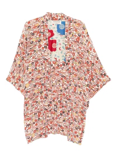 Pre-owned A.n.g.e.l.o. Vintage Cult 1970s Floral-print Silk Dress In Neutral