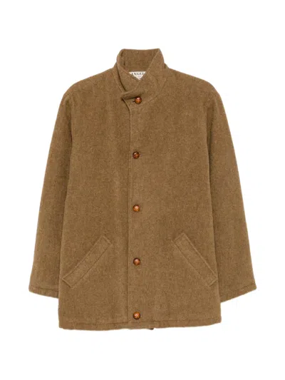 Pre-owned A.n.g.e.l.o. Vintage Cult 1970s High-neck Buttoned Coat In Brown