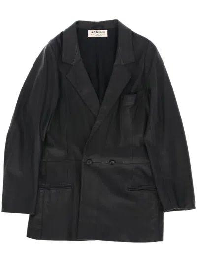 Pre-owned A.n.g.e.l.o. Vintage Cult 1970s Leather Blazer In Black
