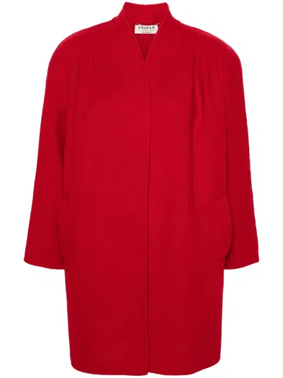 Pre-owned A.n.g.e.l.o. Vintage Cult 1970s No-fastening Wool Coat In Red