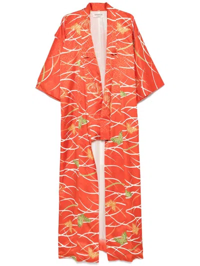 Pre-owned A.n.g.e.l.o. Vintage Cult 1970s  Graphic-print Coat In Orange