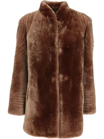 Pre-owned A.n.g.e.l.o. Vintage Cult 1970s Shearling Coat In 褐色