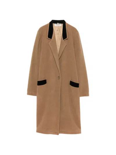 Pre-owned A.n.g.e.l.o. Vintage Cult 1970s Velvet-trim Single-breasted Coat In Brown