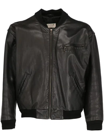 Pre-owned A.n.g.e.l.o. Vintage Cult 1980 Leather Bomber Jacket In Black