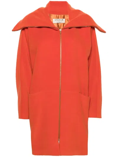 Pre-owned A.n.g.e.l.o. Vintage Cult 1980s Batwing-sleeve Wool Coat In Orange