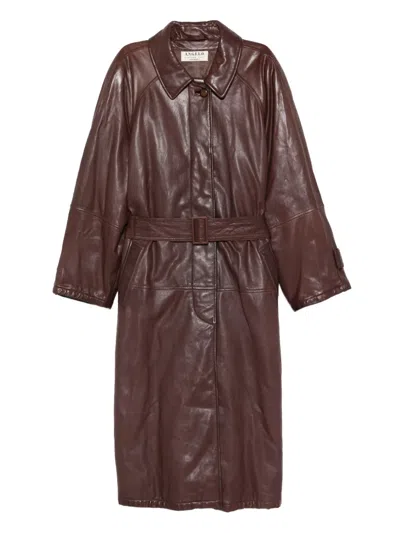 Pre-owned A.n.g.e.l.o. Vintage Cult 1980s Belted Leather Coat In Brown