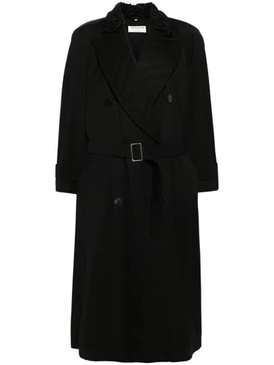 Pre-owned A.n.g.e.l.o. Vintage Cult 1980s Belted Maxi Wool Coat In Black