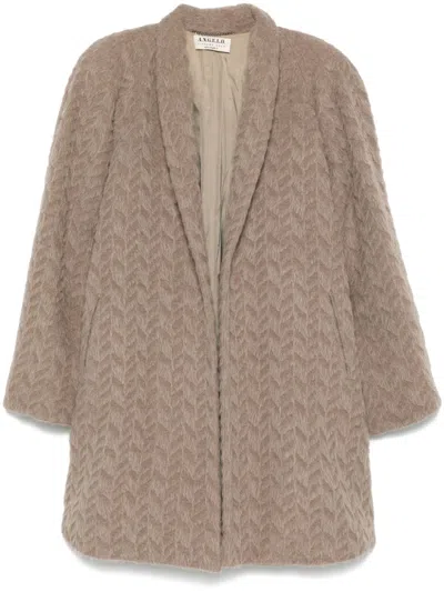 Pre-owned A.n.g.e.l.o. Vintage Cult 1980s Brushed-effect Coat In Brown