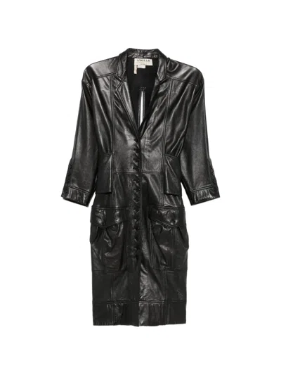 Pre-owned A.n.g.e.l.o. Vintage Cult 1980s Button-down Leather Coat In Black