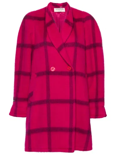 Pre-owned A.n.g.e.l.o. Vintage Cult 1980s Check-pattern Brushed Coat In 粉色