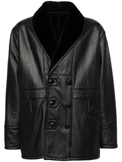 Pre-owned A.n.g.e.l.o. Vintage Cult 1980s Double-breasted Coat In Black