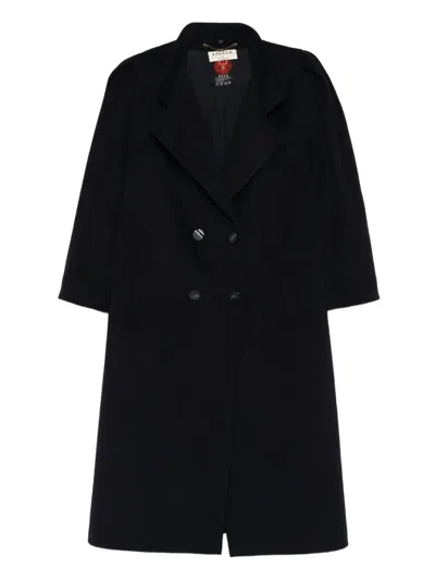 Pre-owned A.n.g.e.l.o. Vintage Cult 1980s Double-breasted Coat In Blue
