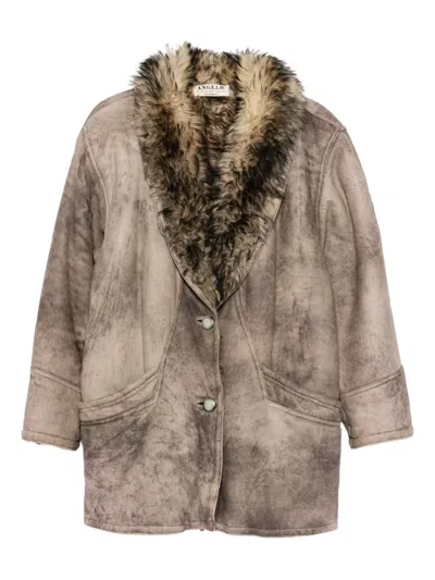 Pre-owned A.n.g.e.l.o. Vintage Cult 1980s Faux-fur Collar Coat In Neutral