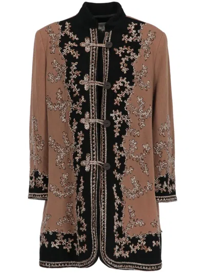 Pre-owned A.n.g.e.l.o. Vintage Cult 1980s Floral-print Coat In Brown