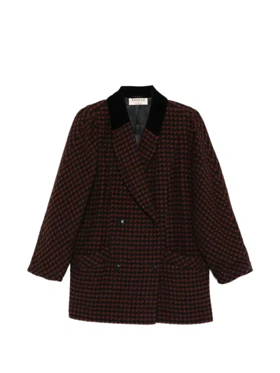 Pre-owned A.n.g.e.l.o. Vintage Cult 1980s Houndstooth Double-breasted Coat In Brown
