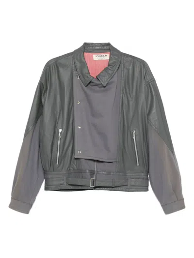 Pre-owned A.n.g.e.l.o. Vintage Cult 1980s Leather Panelled Jacket In Gray
