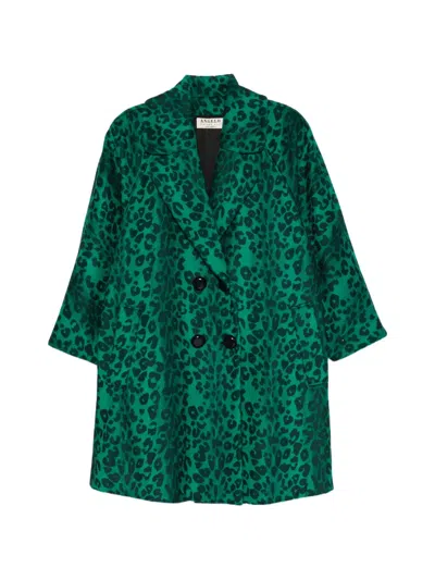Pre-owned A.n.g.e.l.o. Vintage Cult 1980s Leopard-print Double-breasted Coat In Green