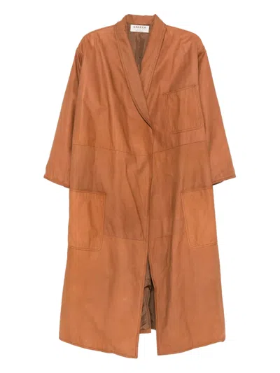 Pre-owned A.n.g.e.l.o. Vintage Cult 1980s Pocketed Panelled Coat In Brown