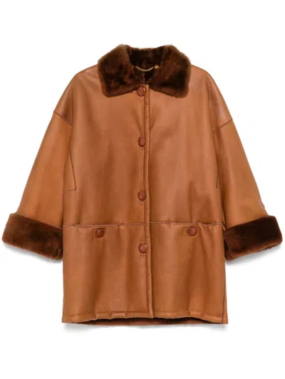 Pre-owned A.n.g.e.l.o. Vintage Cult 1980s  Leather Coat In Brown