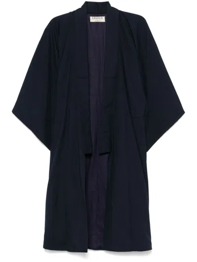 Pre-owned A.n.g.e.l.o. Vintage Cult 1980s  Patterned-jacquard Coat In Blue