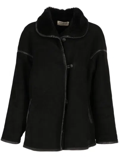 Pre-owned A.n.g.e.l.o. Vintage Cult 1980s  Shearling-collar Coat In 黑色