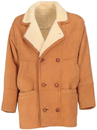 Pre-owned A.n.g.e.l.o. Vintage Cult 1980s  Shearling-trim Coat In 橘色
