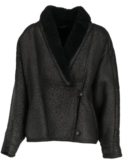 Pre-owned A.n.g.e.l.o. Vintage Cult 1980s  Shearling-trim Jacket In 黑色