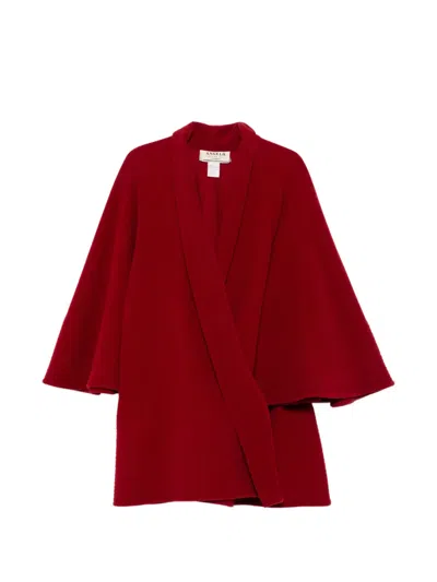 Pre-owned A.n.g.e.l.o. Vintage Cult 1980s Shawl-lapel Bell-sleeve Cape In Red