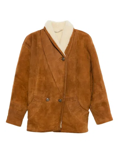 Pre-owned A.n.g.e.l.o. Vintage Cult 1980s Shearling Coat In Brown