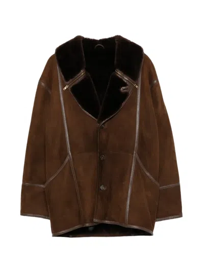 Pre-owned A.n.g.e.l.o. Vintage Cult 1980s Shearling Coat In Brown