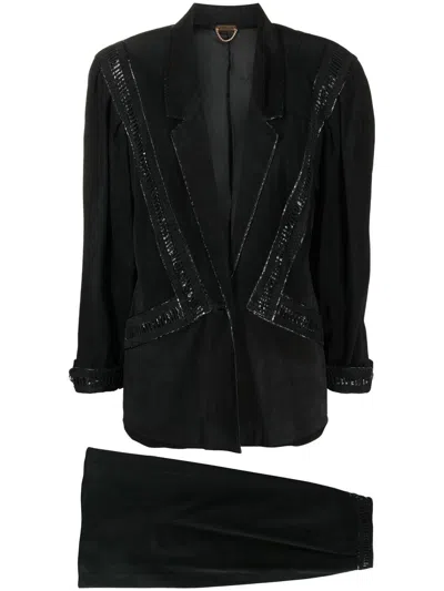 Pre-owned A.n.g.e.l.o. Vintage Cult 1980s Single-breasted Skirt Suit In Black