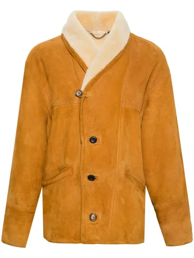 Pre-owned A.n.g.e.l.o. Vintage Cult 1980s Single-breasted Suede Coat In Orange