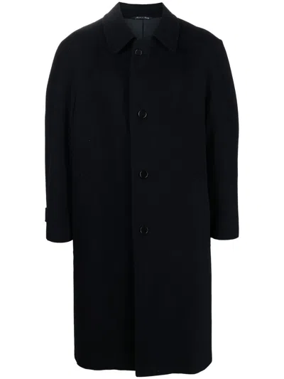 Pre-owned A.n.g.e.l.o. Vintage Cult 1980s Single-breasted Wool Coat In Blue