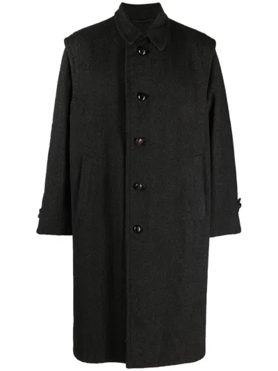 Pre-owned A.n.g.e.l.o. Vintage Cult 1980s Single Breasted Wool Coat In Grey