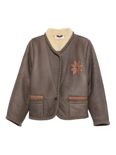 Pre-owned A.n.g.e.l.o. Vintage Cult 1980s Star Appliqué Jacket In Brown