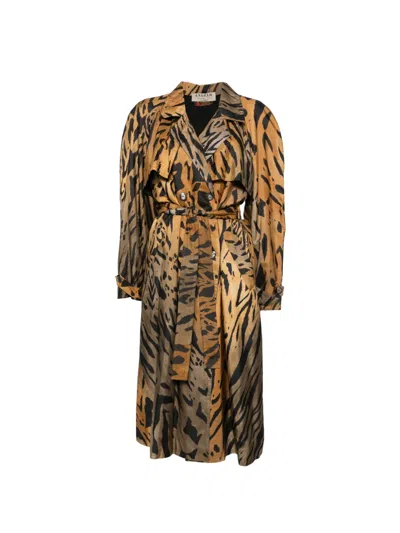 Pre-owned A.n.g.e.l.o. Vintage Cult 1980s Tiger-print Belted Coat In Neutral