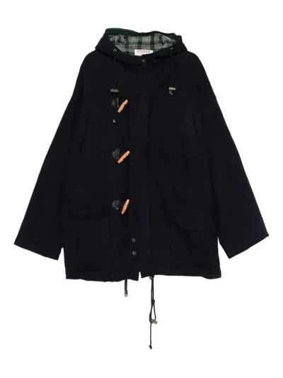 Pre-owned A.n.g.e.l.o. Vintage Cult 1980s Toggle-fastening Wool Coat In Blue