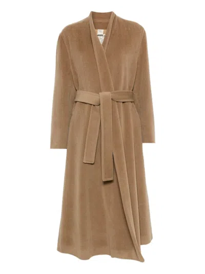 Pre-owned A.n.g.e.l.o. Vintage Cult 1980s Wool Blend Belted Coat In Brown