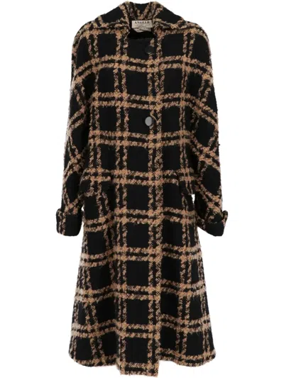 Pre-owned A.n.g.e.l.o. Vintage Cult 1980s Wool Checked Coat In 黑色