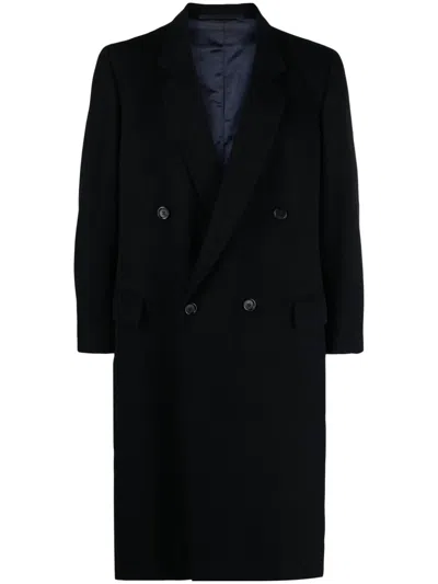 Pre-owned A.n.g.e.l.o. Vintage Cult 1990 Double-breasted Maxi Coat In Blue
