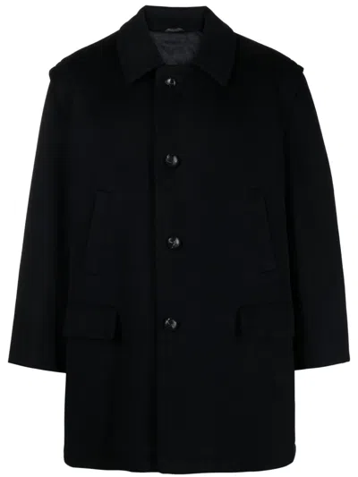 Pre-owned A.n.g.e.l.o. Vintage Cult 1990 Single-breasted Wool Blend Coat In Blue