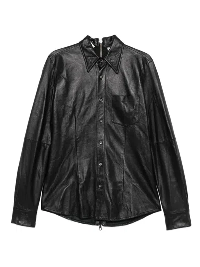 Pre-owned A.n.g.e.l.o. Vintage Cult 1990s Button-up Leather Shirt In Black