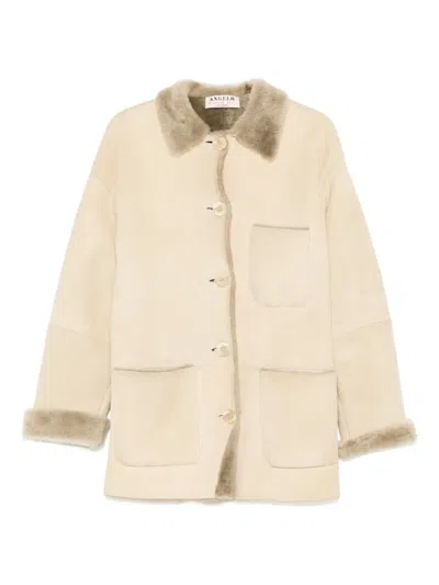 Pre-owned A.n.g.e.l.o. Vintage Cult 1990s Faux-fur Trimmed Coat In Neutral