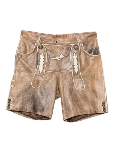 Pre-owned A.n.g.e.l.o. Vintage Cult 1990s Floral-appliqué Shorts In Brown