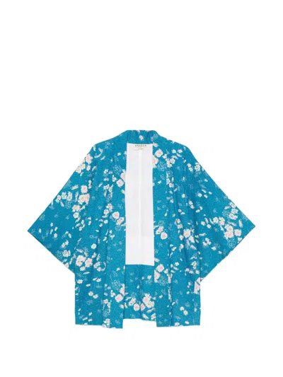 Pre-owned A.n.g.e.l.o. Vintage Cult 1990s Floral-print Kimono In Blue