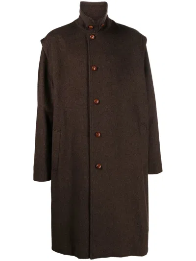 Pre-owned A.n.g.e.l.o. Vintage Cult 1990s Funnel-neck Coat In Brown