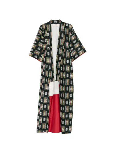 Pre-owned A.n.g.e.l.o. Vintage Cult 1990s Geometric-print Kimono In Black