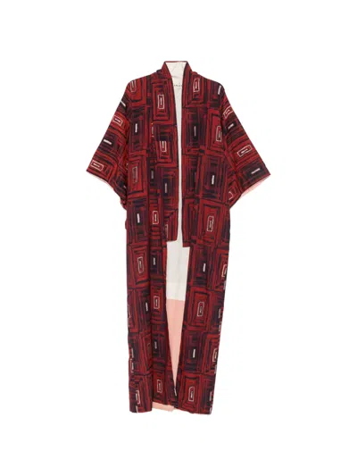 Pre-owned A.n.g.e.l.o. Vintage Cult 1990s Geometric-print Kimono In Red