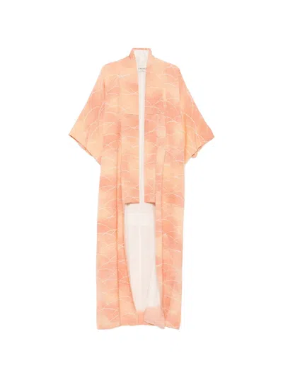 Pre-owned A.n.g.e.l.o. Vintage Cult 1990s Graphic-print Kimono In Orange